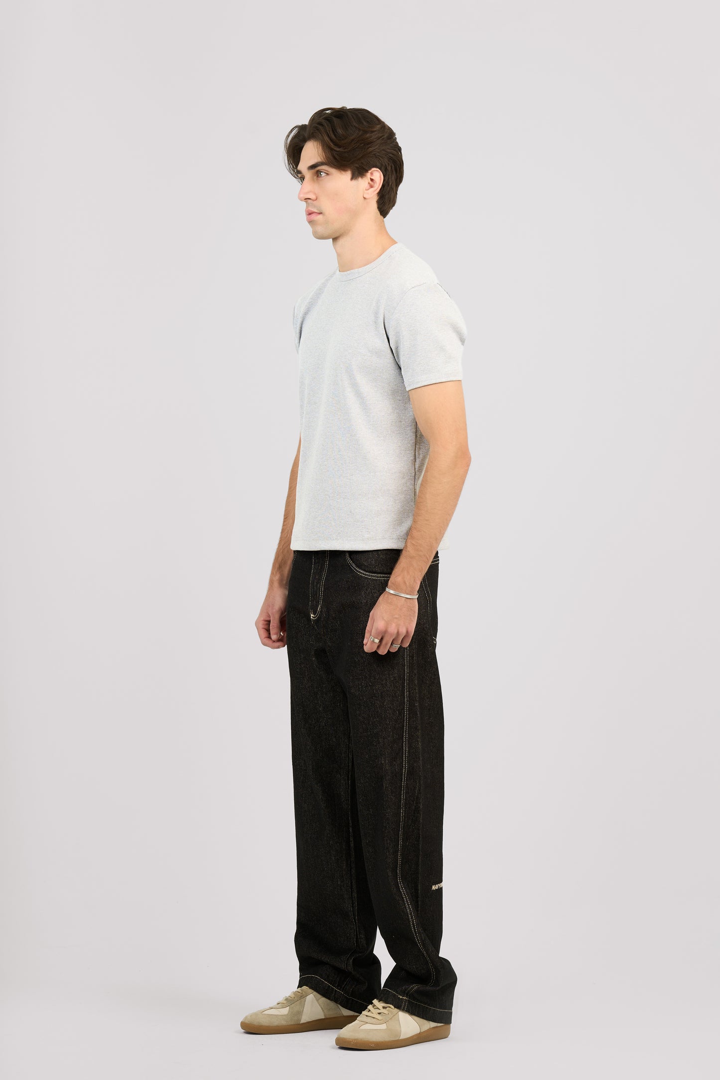 GREY SHORT SLEEVE RIBBED TSHIRT