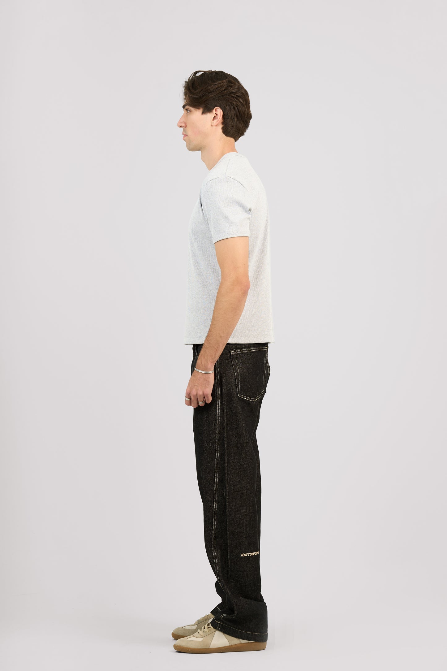 RAW BLACK X WHITE SLANTED JEANS