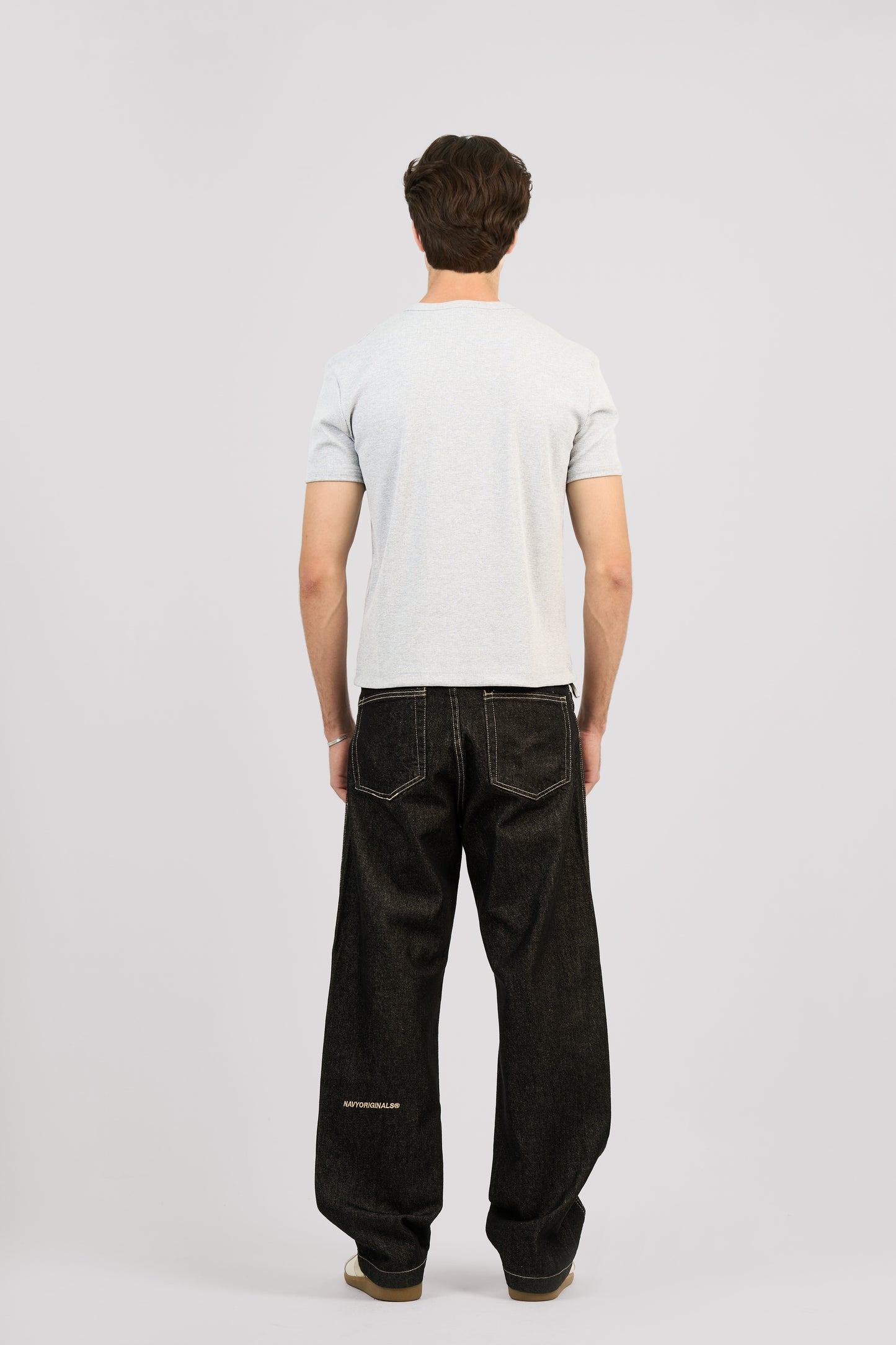 RAW BLACK X WHITE SLANTED JEANS