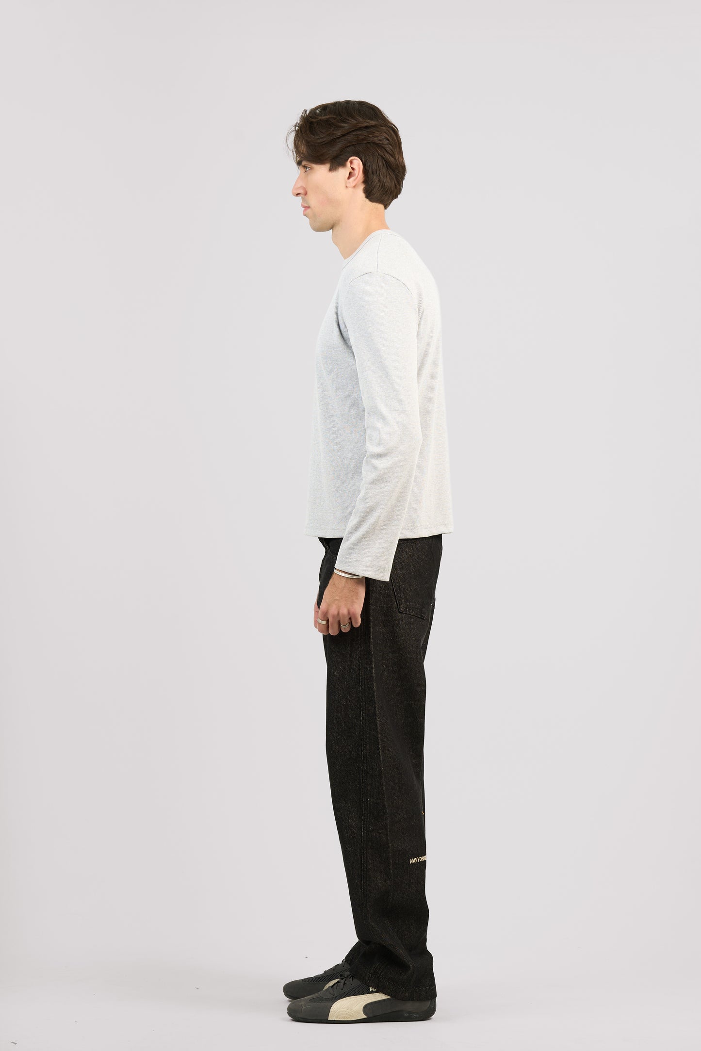 GREY LONG SLEEVE RIBBED TSHIRT