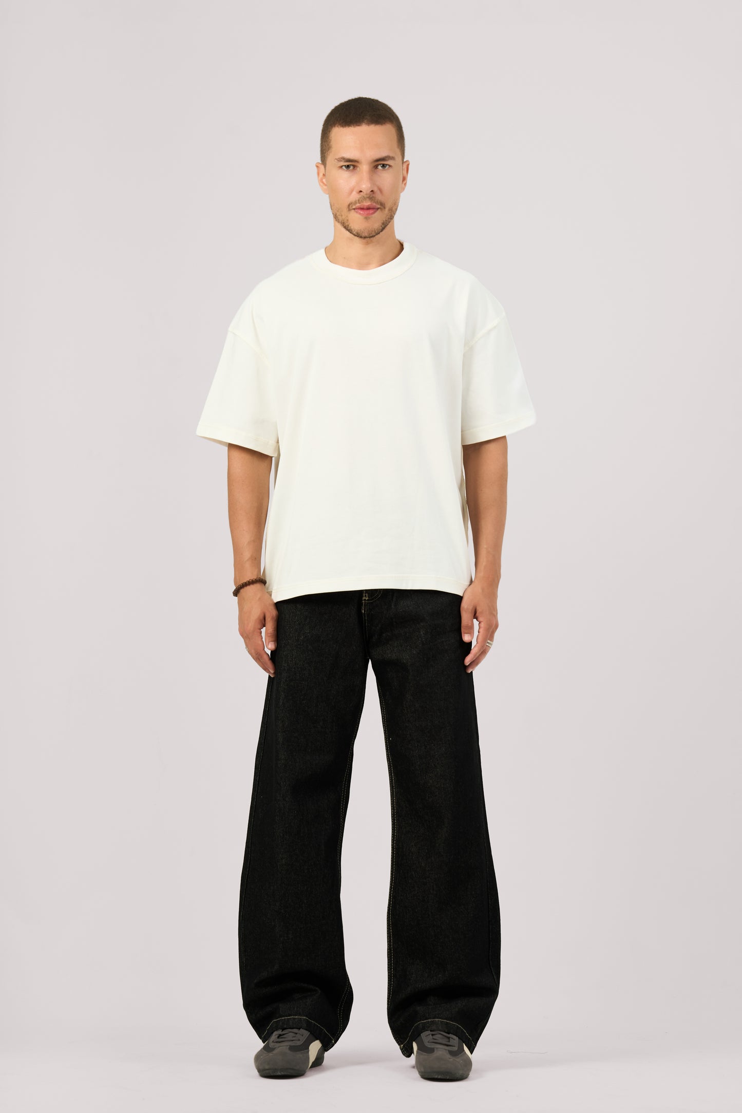 RAW BLACK X WHITE BAGGY JEANS