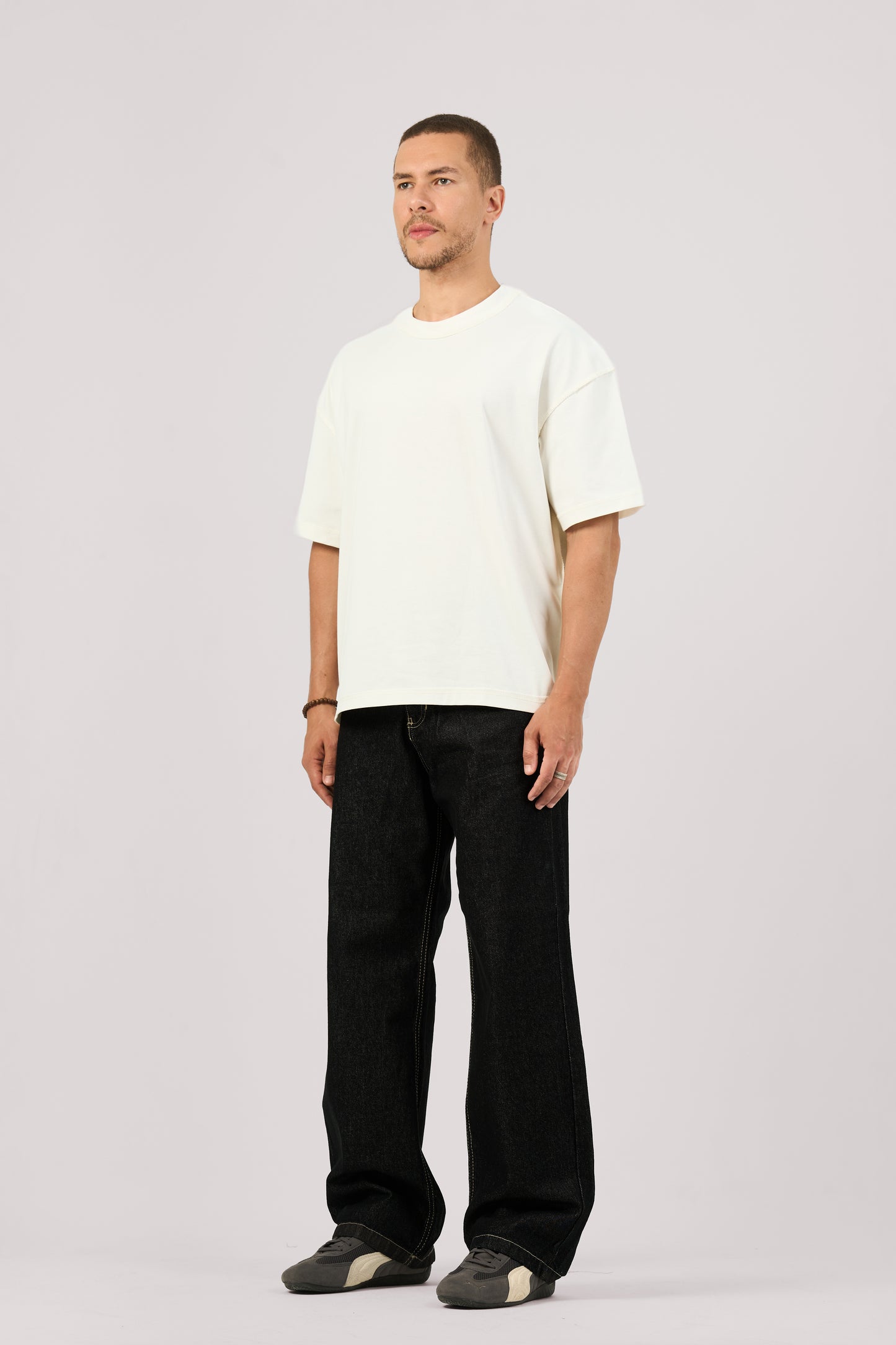 RAW BLACK X WHITE BAGGY JEANS