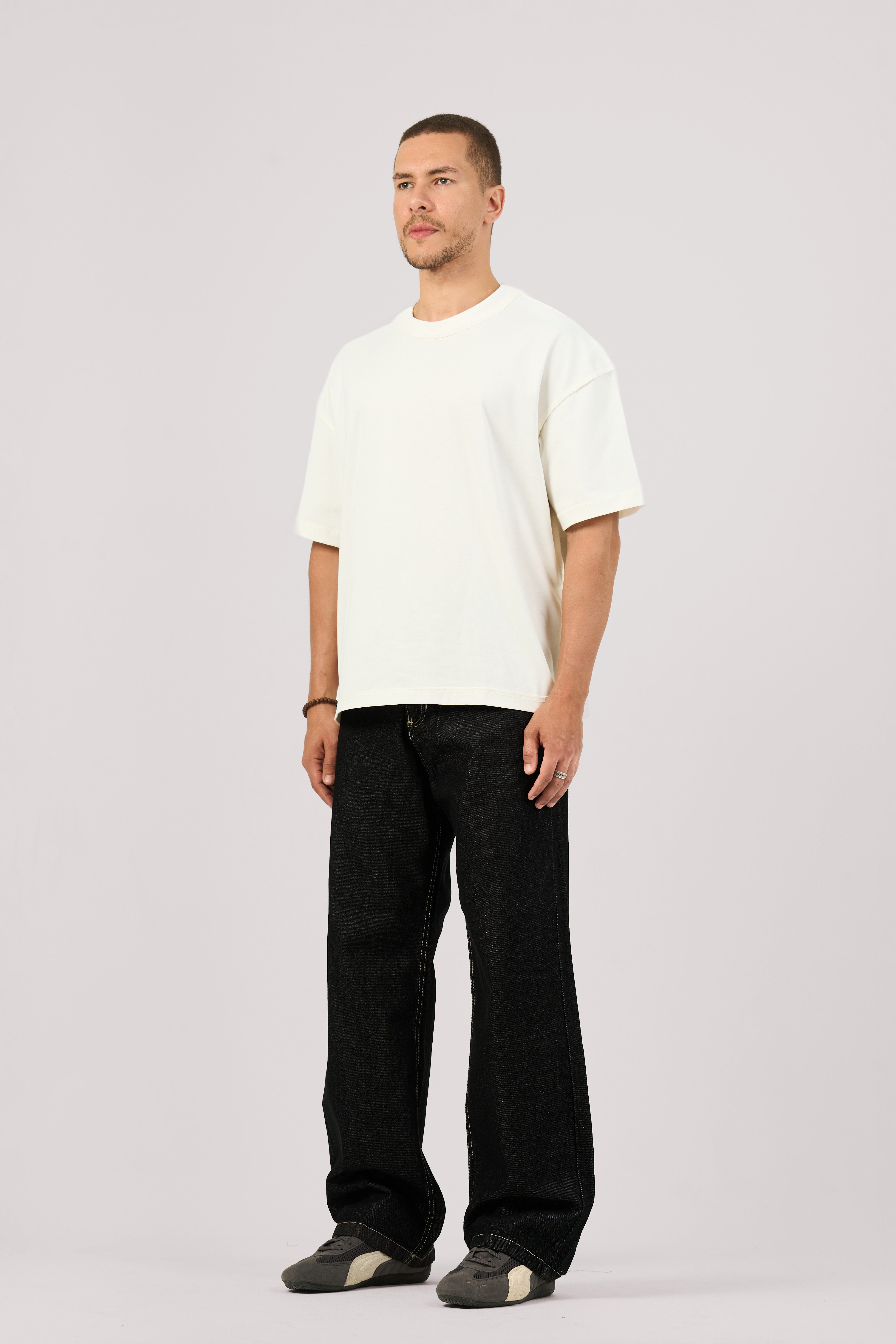 RAW BLACK X WHITE BAGGY JEANS