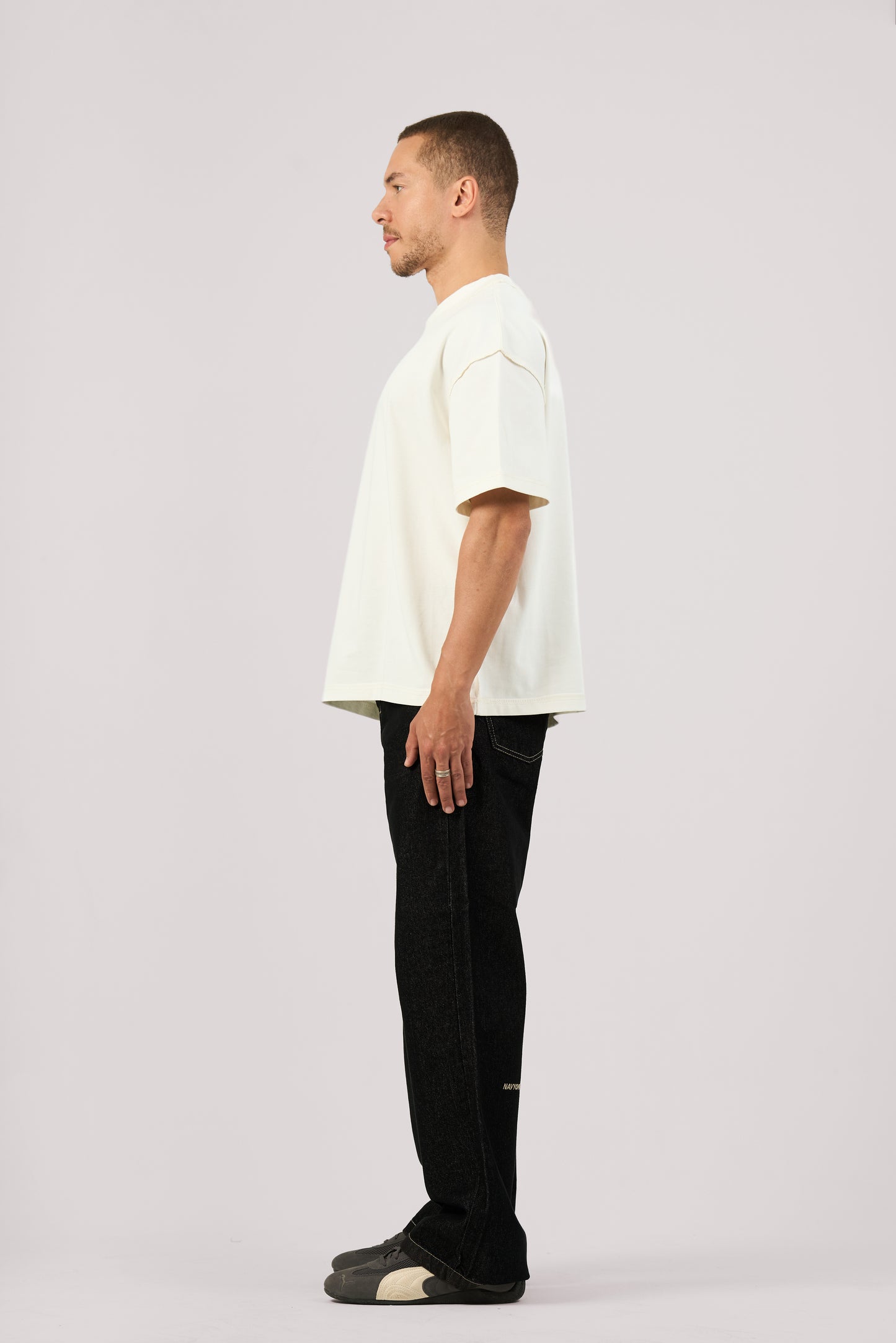 RAW BLACK X WHITE BAGGY JEANS
