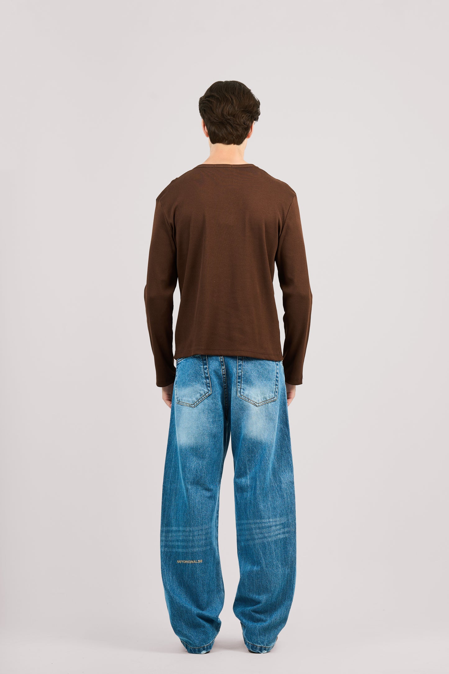 BROWN LONG SLEEVE RIBBED TSHIRT