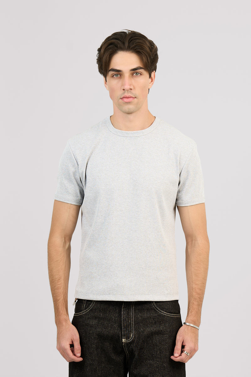 GREY SHORT SLEEVE RIBBED TSHIRT