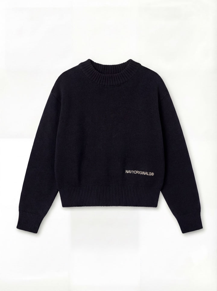 BLACK MOCK NECK KNIT SWEATER