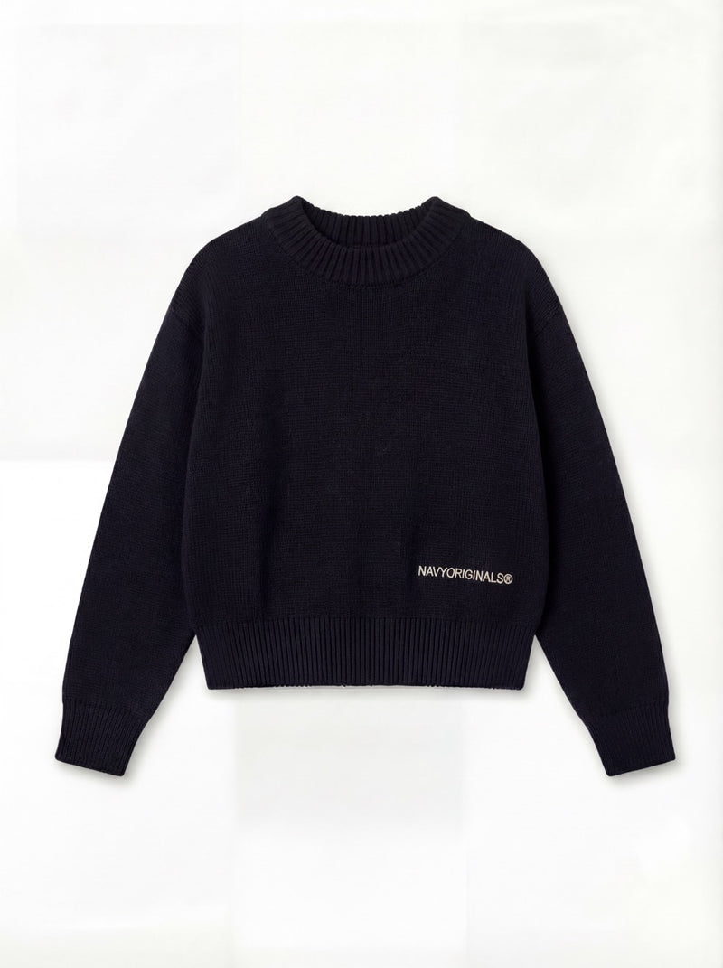 BLACK MOCK NECK KNIT SWEATER
